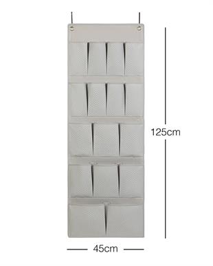 16 Gözlü Gri Balıksırtı Kapı Arkası Düzenleyici 45 x 125 cm