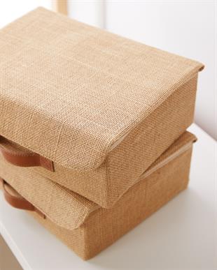 2li Jüt Kapaklı Kutu Set 30 x 23 x 11 cm