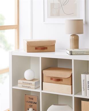 2li Jüt Kapaklı Kutu Set 30 x 23 x 11 cm