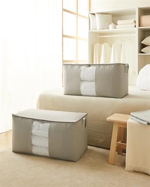 2li Mega Boy Pvc Pencereli Gri Renk Kapitone Hurç Set 75 x 40 x 40 cm