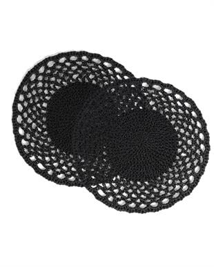 2li Siyah Renk Motifli Rafya Amerikan Servis Ø 36 cm