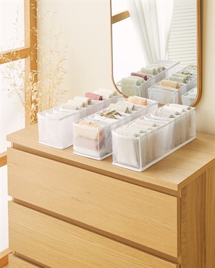 3lü 10 Bölmeli Beyaz Renk File Çekmece İçi Düzenleyici Set