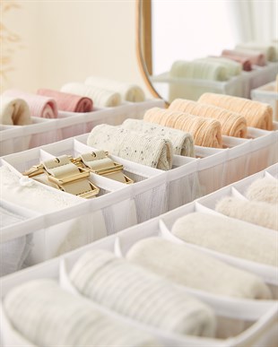 3lü 10 Bölmeli Beyaz Renk File Çekmece İçi Düzenleyici Set