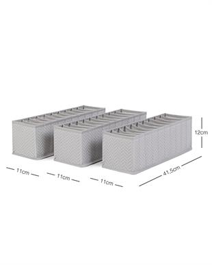 3lü 10 Bölmeli Gri Balıksırtı Çekmece Düzenleyici Set