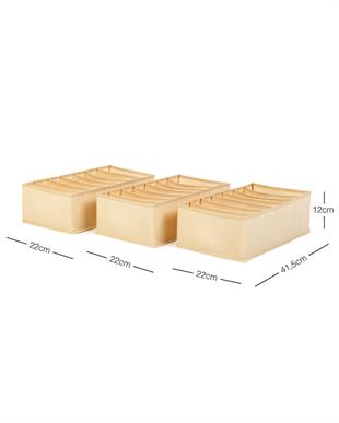 3lü 7 Bölmeli Bej Balıksırtı Çekmece Düzenleyici Set
