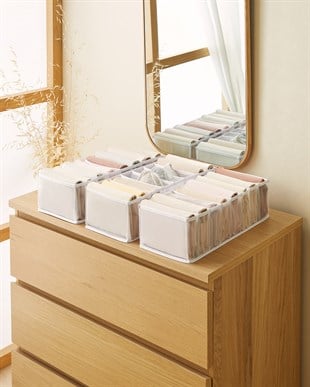 3lü 8 Bölmeli Beyaz Renk File Çekmece İçi Düzenleyici Set