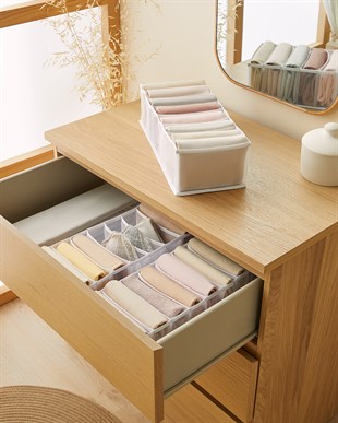 3lü 8 Bölmeli Beyaz Renk File Çekmece İçi Düzenleyici Set