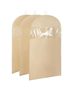 3lü Bej Balıksırtı Elbise Kılıfı Set