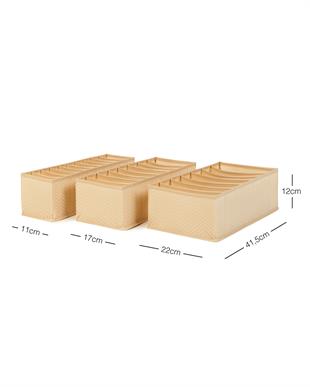 3lü Bölmeli Bej Balıksırtı Çekmece Düzenleyici Set