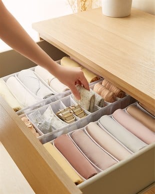 3lü Bölmeli Beyaz Renk File Çekmece İçi Düzenleyici Set