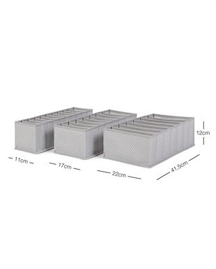 3lü Bölmeli Gri Balıksırtı Çekmece Düzenleyici Set