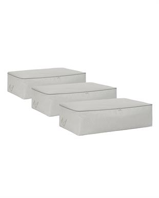 3lü Mega Boy Gri Balıksırtı Baza Altı Hurç Set 74 x 46 x 22 cm