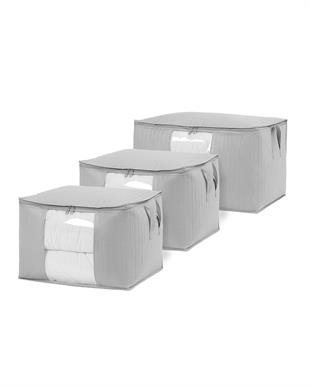 3lü Pvc Pencereli Gri Renk Kapitone Hurç Set