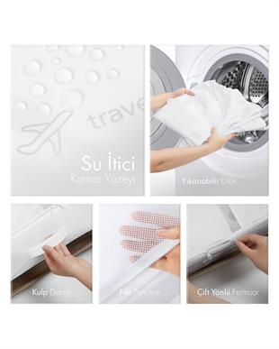 4lü Yıkanabilir Beyaz Renk Paraşüt Kumaş Bavul İçi Organizer Set