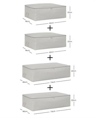 4lü Gri Balıksırtı Baza Altı Hurç Set 2 Adet 62 x 46 x 22 / 2 Adet 74 x 46 x 22 cm