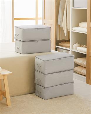 5li Orta Boy Gri Balıksırtı Hurç Set 52 x 28 x 21 cm