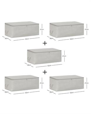 5li Orta Boy Gri Balıksırtı Hurç Set 52 x 28 x 21 cm