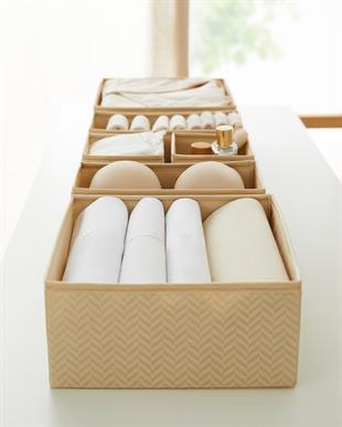 6lı Bej Balıksırtı Çekmece İçi Düzenleyici Kutu 2 Adet 28 x 28 x 13 / 2 Adet 28 x 13 x 13 / 2 Adet 14 x 14 x 13 cm