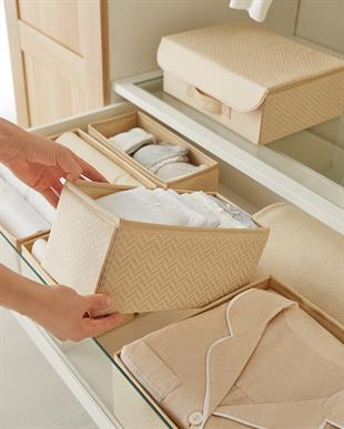 6lı Bej Balıksırtı Çekmece İçi Düzenleyici Kutu 2 Adet 28 x 28 x 13 / 2 Adet 28 x 13 x 13 / 2 Adet 14 x 14 x 13 cm