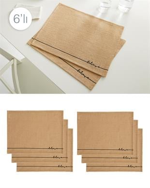 6lı Believe Jüt Amerikan Servis Seti 45 x 35 cm