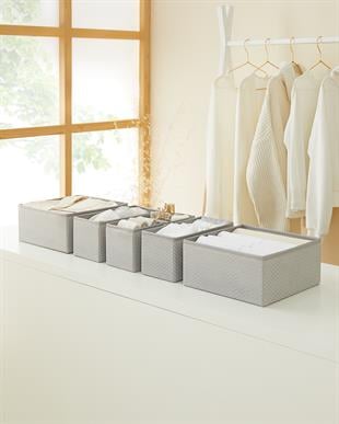 6lı Gri Balıksırtı Çekmece İçi Düzenleyici Kutu 2 Adet 28 x 28 x 13 / 2 Adet 28 x 14 x 13 / 2 Adet 14 x 14 x 13 cm