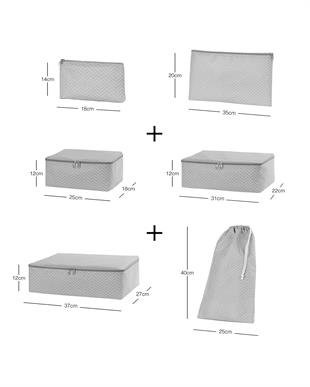 6lı Gri Balıksırtı Bavul İçi Düzenleyici Set