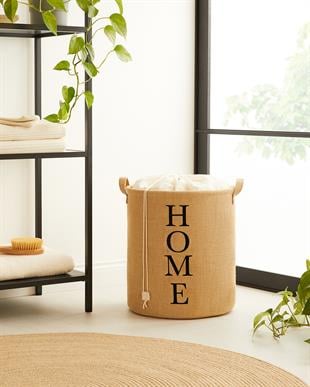 Ağzı Büzgülü Home Jüt Çamaşır Sepeti 36 x 40 cm