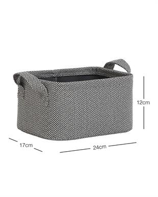 Antrasit Renk Dokulu Kumaş Sepet 24 x 17 x 12 cm