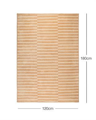 Bej Renk Çizgi Desenli Şönil Halı Kilim 120 x 180 cm