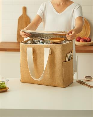 Büyük Boy Jüt Soğuk Tutan Çanta 35 x 20 x 33 cm