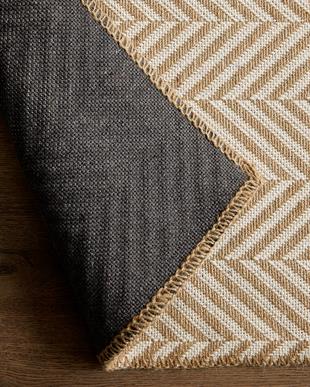 Ekru Renk Balıksırtı Jüt Halı Kilim 120 x 180 cm