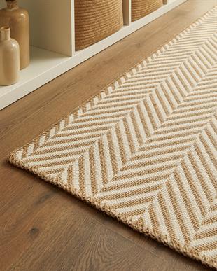 Ekru Renk Balıksırtı Jüt Halı Kilim 80 x 150 cm