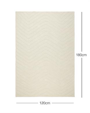 Ekru Renk Dalga Desenli Şönil Halı Kilim 120 x 180 cm