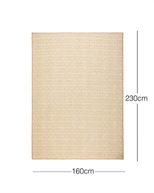 Ekru Renk Karo Desenli Jüt Halı Kilim 160 x 230 cm