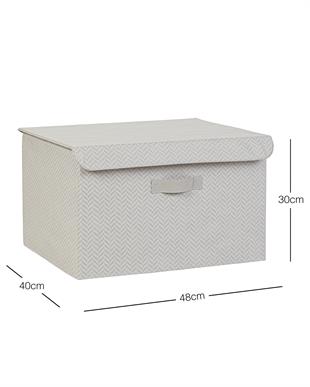 Gri Balıksırtı Kapaklı Kutu 48 x 40 x 30 cm