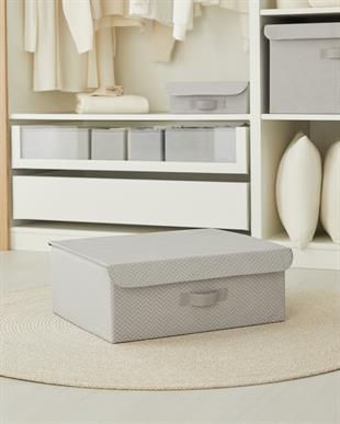 Gri Balıksırtı Kapaklı Kutu 48 x 40 x 19 cm