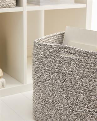 Gri Kırçıllı Pamuklu Sepet 30 x 30 x 30 cm