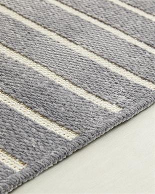 Gri Renk Çizgi Desenli Şönil Halı Kilim 160 x 230 cm