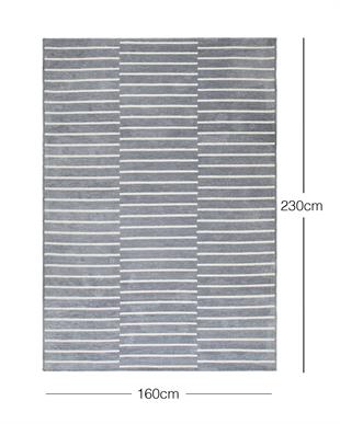Gri Renk Çizgi Desenli Şönil Halı Kilim 160 x 230 cm