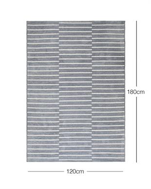 Gri Renk Çizgi Desenli Şönil Halı Kilim 120 x 180 cm