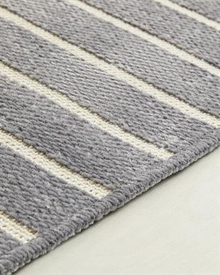 Gri Renk Çizgi Desenli Şönil Halı Kilim 80 x 150 cm