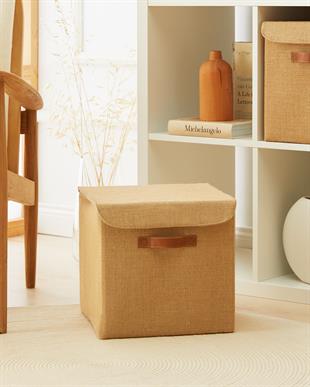 Ocean Home Textile Jüt Kapaklı Kutu 30 x 30 x 30 cm