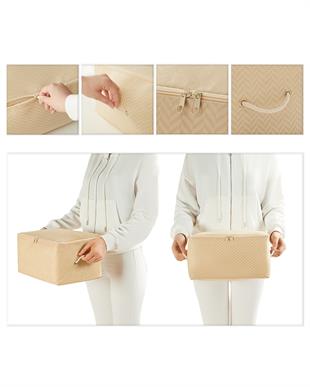 Küçük Boy Bej Balıksırtı Hurç 30 x 22 x 18 cm