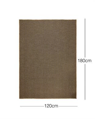 Siyah Renk Balıksırtı Jüt Halı Kilim 120 x 180 cm
