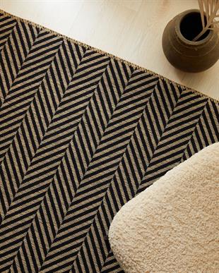 Siyah Renk Balıksırtı Jüt Halı Kilim 120 x 180 cm