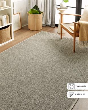Yıkanabilir Püsküllü Buklet Gri Renk Halı Kilim 120 x 180 cm
