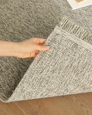 Yıkanabilir Püsküllü Buklet Gri Renk Halı Kilim 120 x 180 cm
