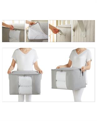 Orta Boy Pvc Pencereli Gri Renk Kapitone Hurç 45 x 40 x 30 cm