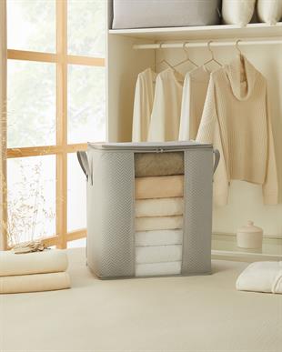 Pvc Pencereli Gri Balıksırtı Hurç 45 x 30 x 50 cm