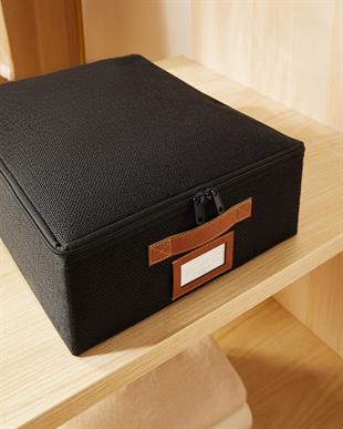 Siyah Renk Jüt Destekli Kutu Hurç 31 x 38 x 12 cm